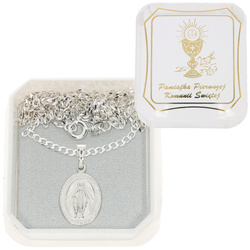 Cudowny medalik z łańcuszkiem w pudełku Zestaw srebrny pr. 925 Matka Boża Niepokalana MM003/L50GRF6L/P22