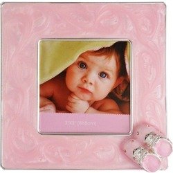 Ramka dziecięca z masy perłowej - różowa, buciki 473-3209